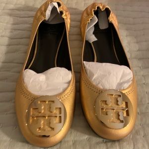 Tory Burch Reva Gold flats never worn